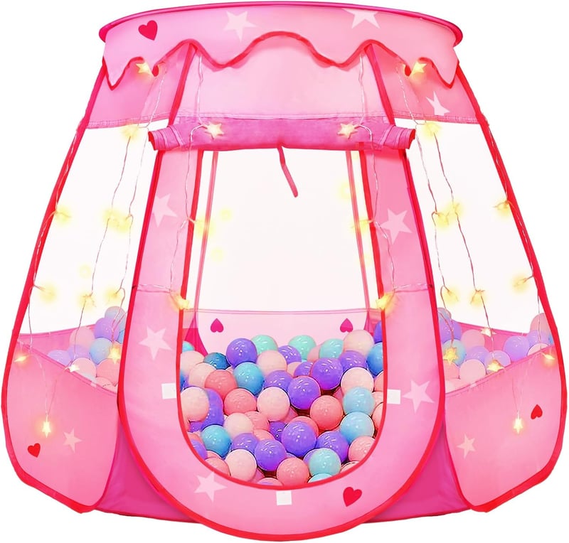 Princess Pop-Up Tent with Star Light, Birthday Gift for Girls 1-3