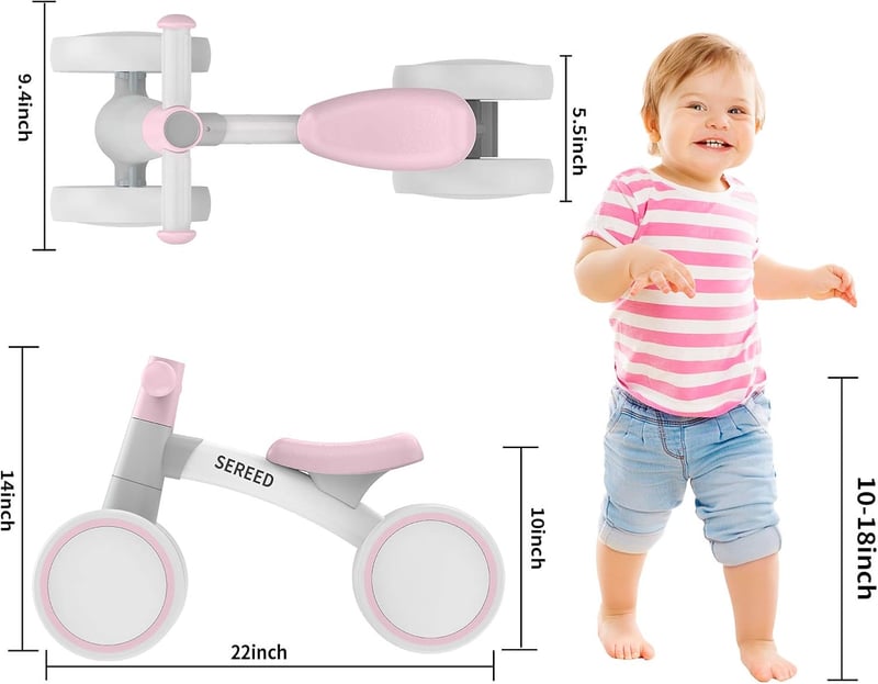 Toddler Balance Bike for 1-Year-Olds - 4 Wheels, First Birthday Gift