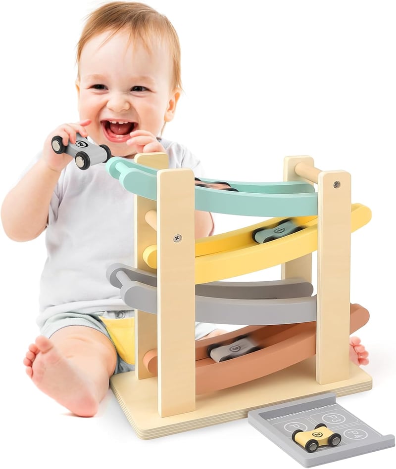 Wooden Race Track Toy Set for 1-Year-Old Birthday
