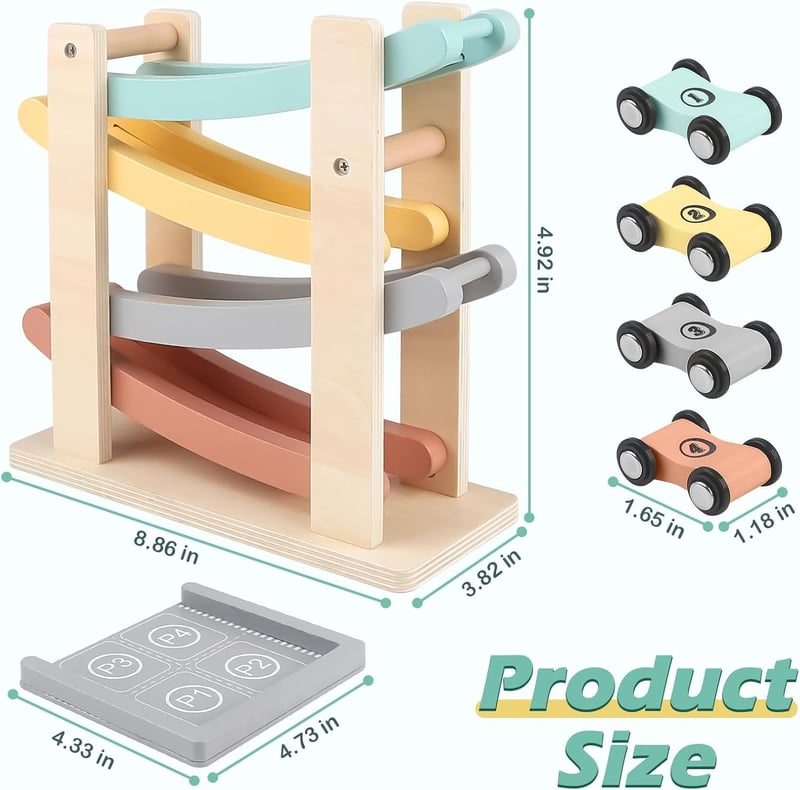 Wooden Race Track Toy Set for 1-Year-Old Birthday