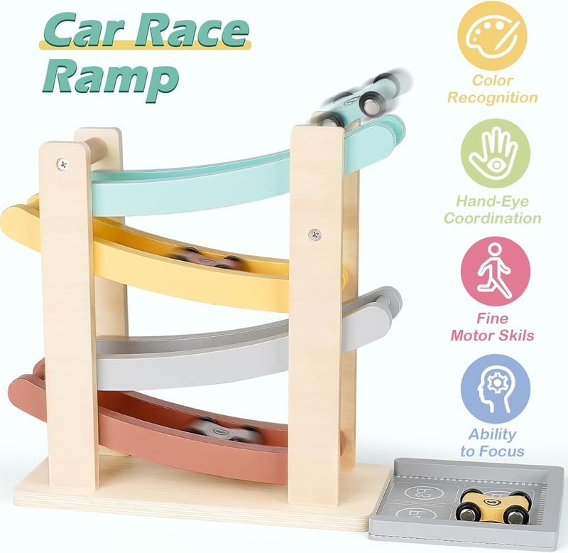 Wooden Race Track Toy Set for 1-Year-Old Birthday