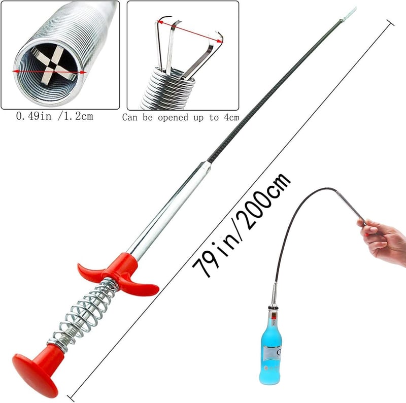 Drain Clog Remover Tool - 79-Inch Flexible Grabber for Clogged Drains