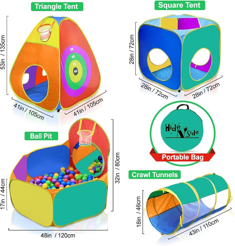 Ball Pit Play Tent & Tunnels for Kids - Birthday Gift for Ages 3-5