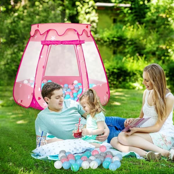 Princess Pop-Up Tent with Star Lights & 50 Balls for Toddlers
