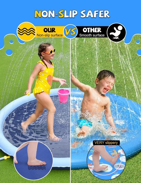 Outdoor Splash Pad Water Mat for Kids & Dogs, 59