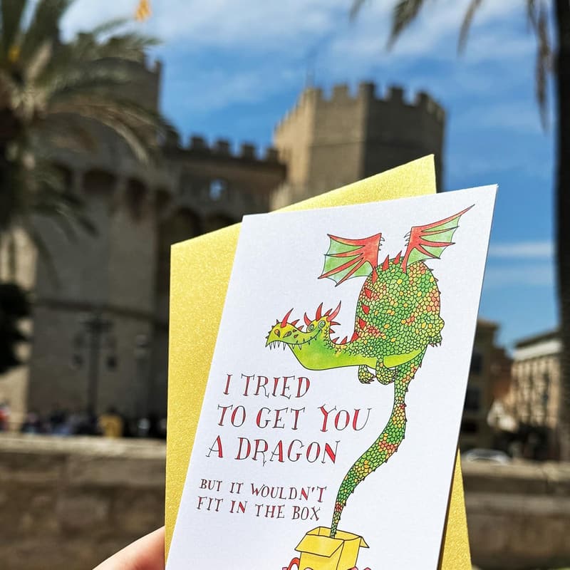 Handmade Dragon Greeting Card for Fairy Tale Birthday