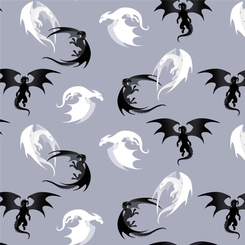 Dragon Pattern Wrapping Paper Rolls - Black & White Design