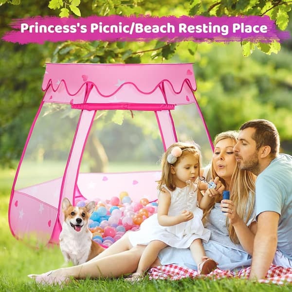 Princess Play Tent with Star Lights & Ball Pit for Toddlers