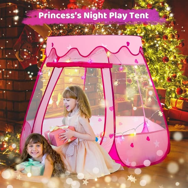 Princess Play Tent with Star Lights & Ball Pit for Toddlers
