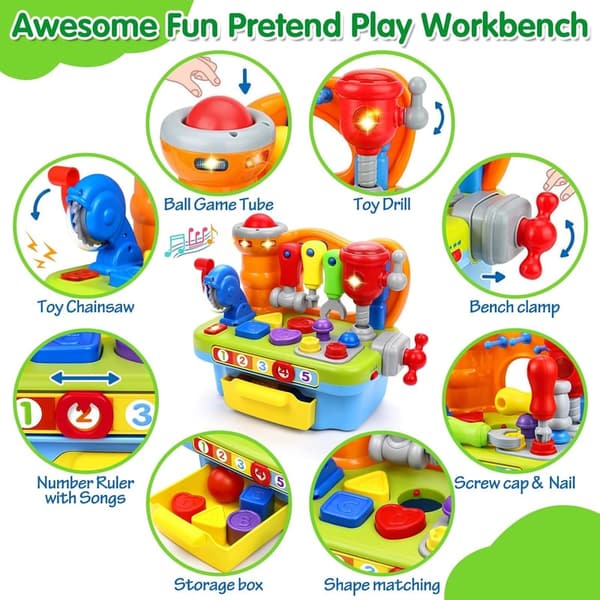 Musical Learning Workbench for 1-Year-Old Boys - Birthday Gift