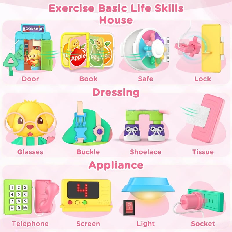 Educational Busy Board Toy for 1+ Year Old Kids