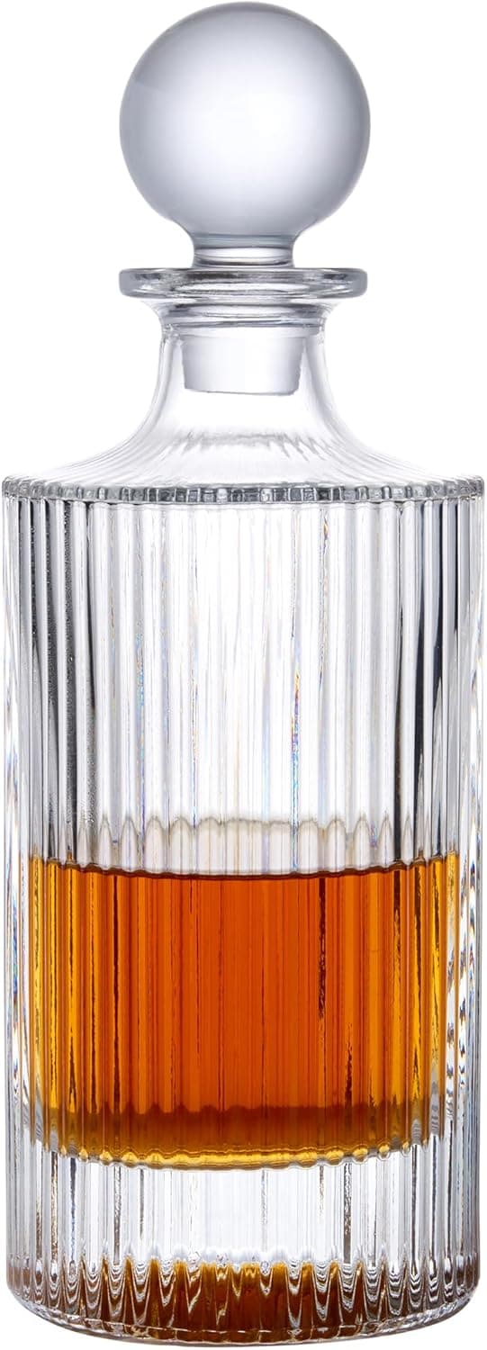 Elegant Glass Whiskey Decanter with Leak-Proof Stopper - 27 oz