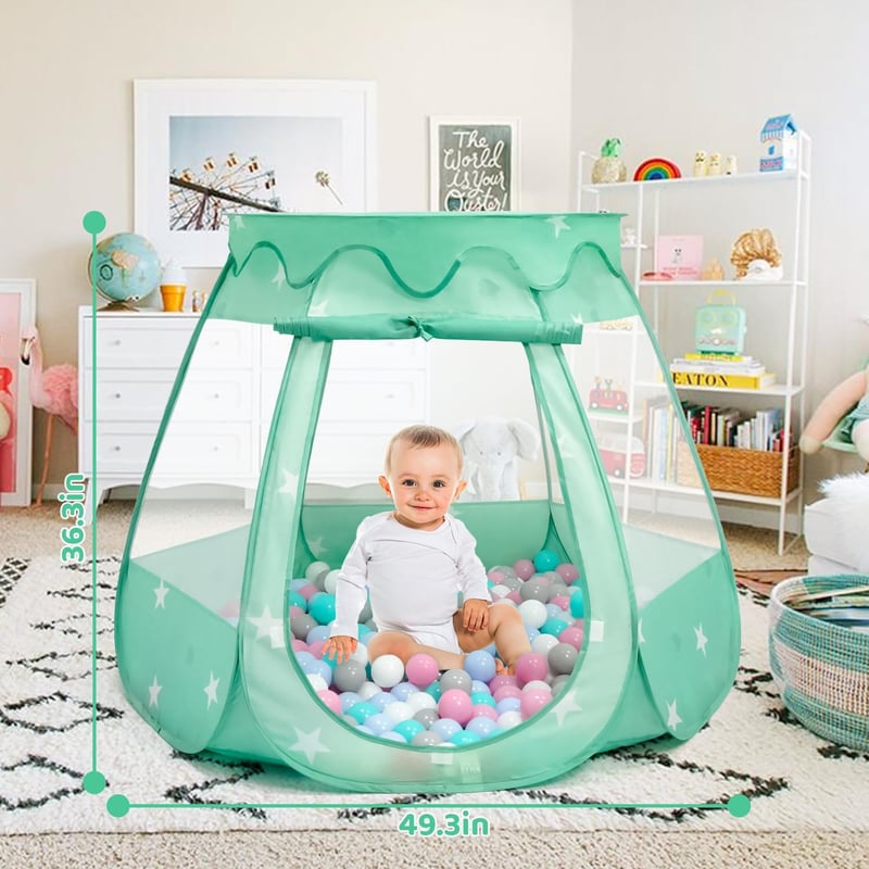 Toddler Ball Pit Tent with 50 Balls and Star Lights for 1-3 Years