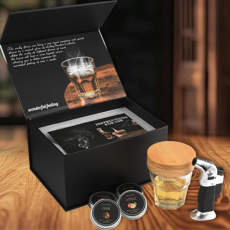 Birthday Whiskey Smoker Kit - 4 Wood Chips Flavors for Men
