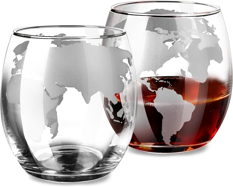 Father's Day Whiskey Globe Glass Set for Men - 310ml, 2 pcs