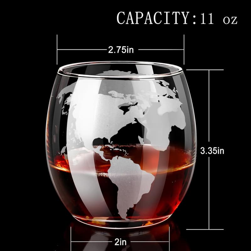 Father's Day Whiskey Globe Glass Set for Men - 310ml, 2 pcs