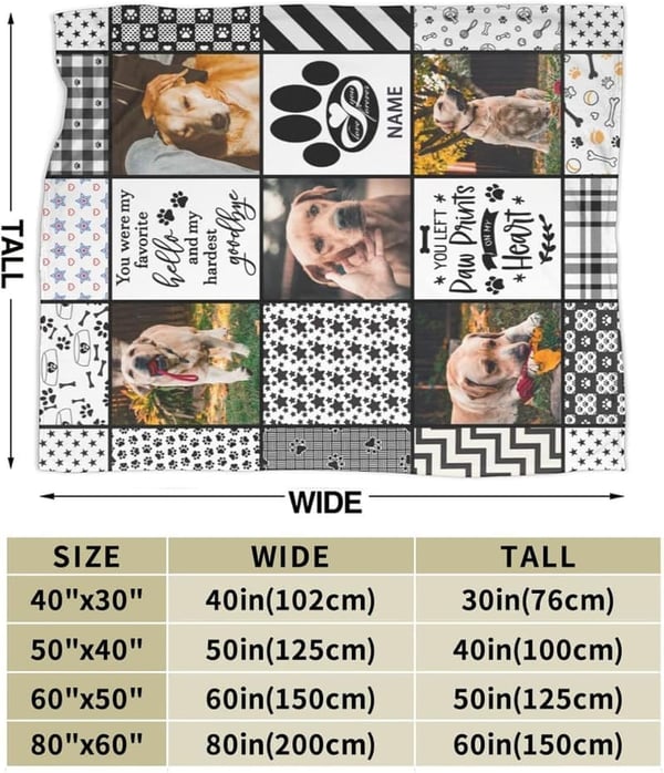 Personalized Dog Photo Memorial Blanket – 40