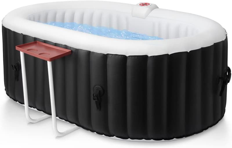 Portable Inflatable Hot Tub for 2 with 90 Bubble Jets, Black