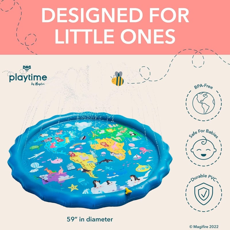 Summer Splash Pad for Toddlers & Dogs - 59 Inch Outdoor Fun