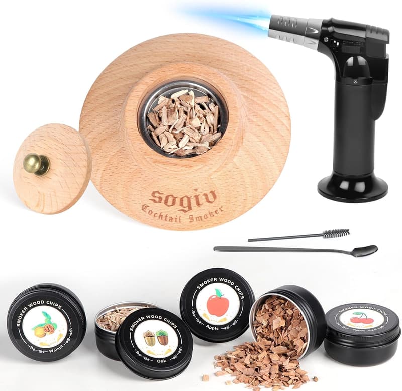 Cocktail Smoker Kit with Wood Chips - Bourbon Whiskey Gift for Men