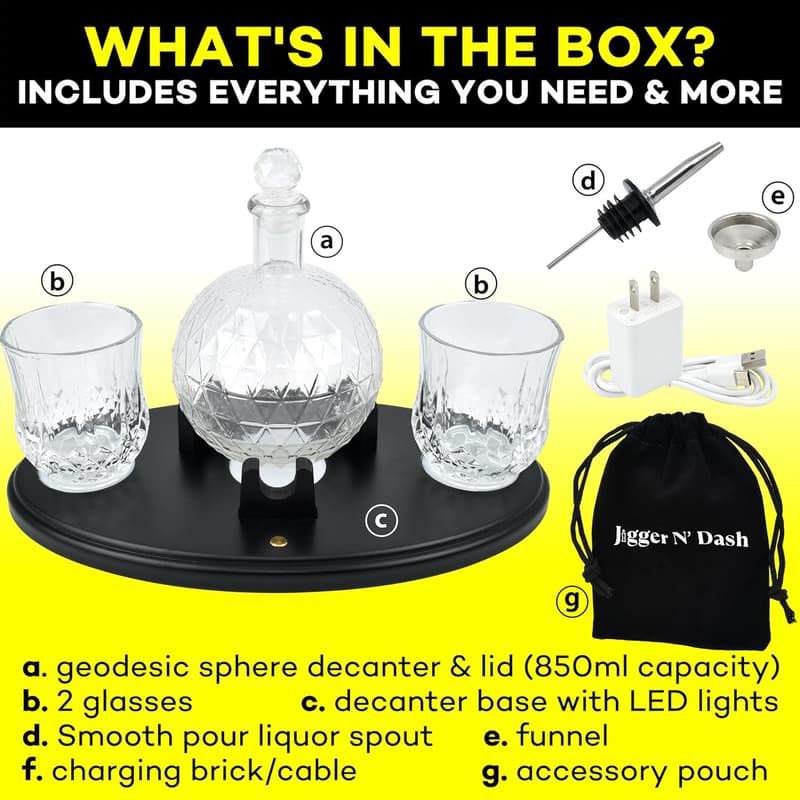Epcot Design LED Whiskey Decanter Set with Glasses