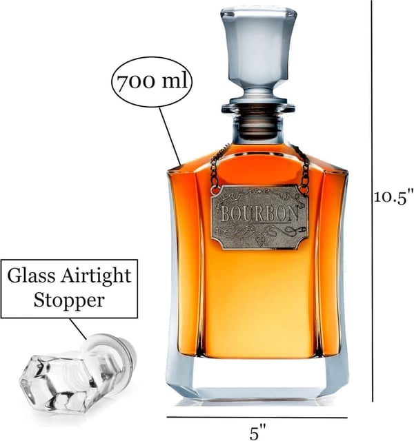 Airtight Whiskey Decanter with Glass Stopper - 24 oz