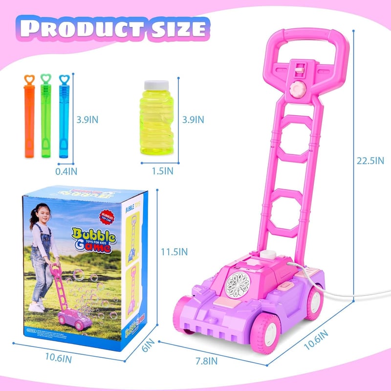 Bubble Lawn Mower Machine for Toddlers 1-3, Gift for Birthdays