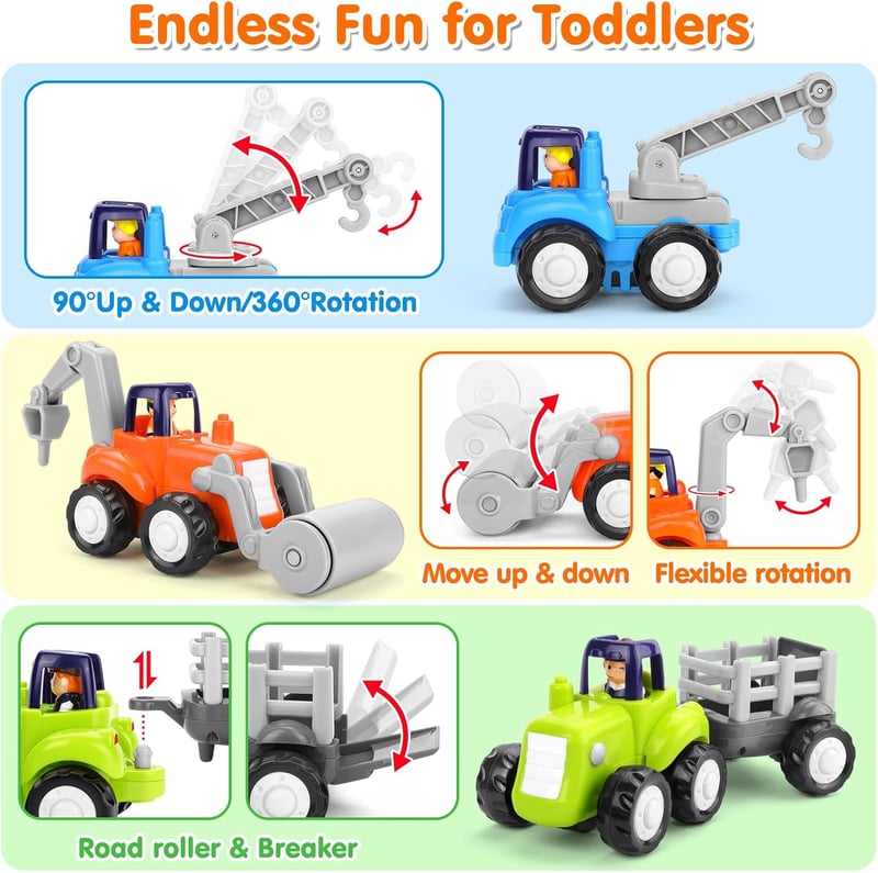 Inertia Toy Cars Set for 1-Year-Old Boys - 4PCS Educational Gifts