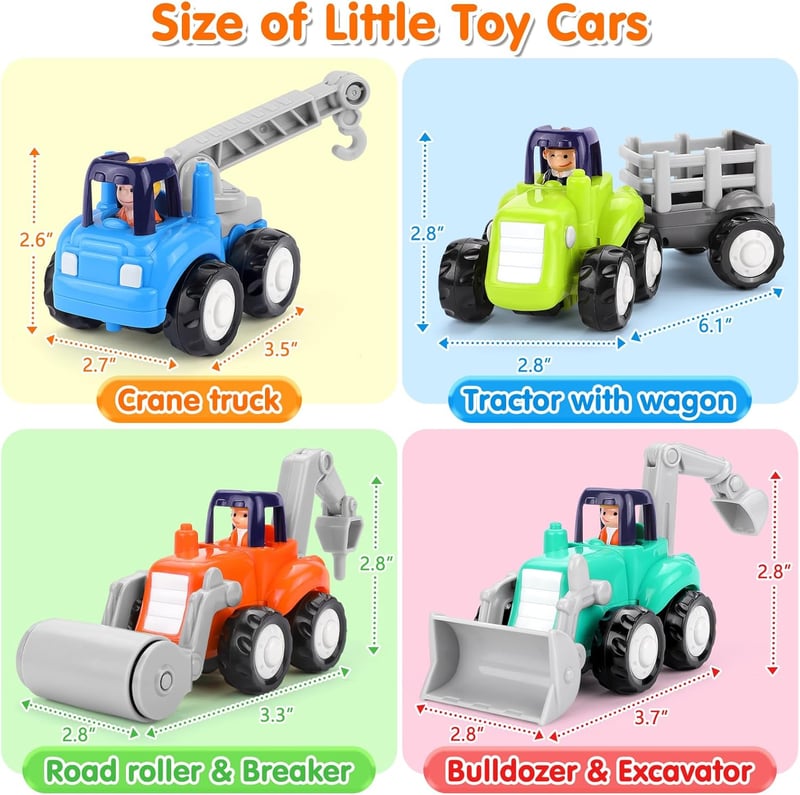 Inertia Toy Cars Set for 1-Year-Old Boys - 4PCS Educational Gifts