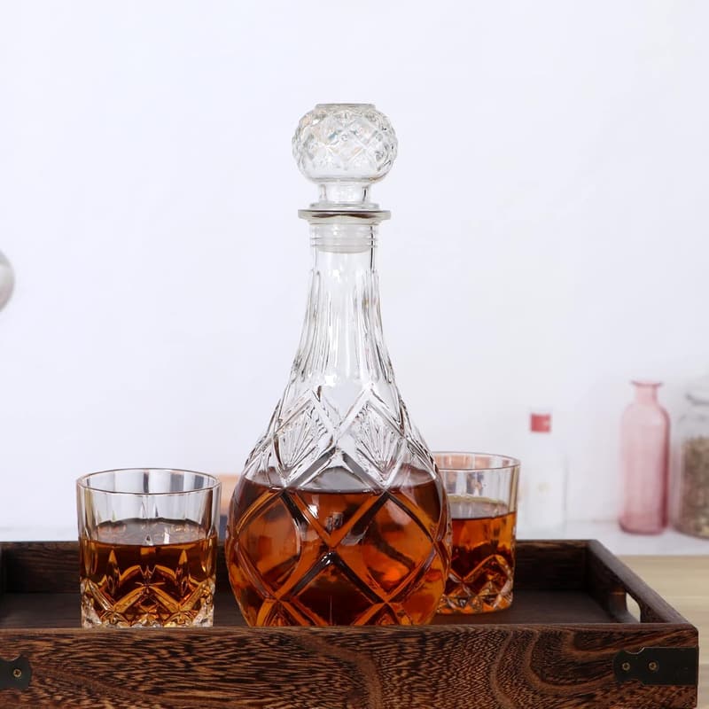 Airtight Glass Decanter with Stopper for Wine & Spirits, 1000ML