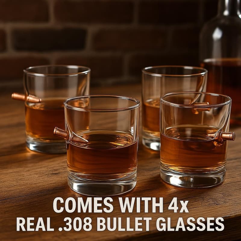 Limited Edition Gun AR Whiskey Decanter Set with Bullet Glasses