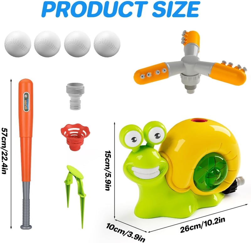 Outdoor Baseball Water Sprinkler Toy for Kids Ages 4-12