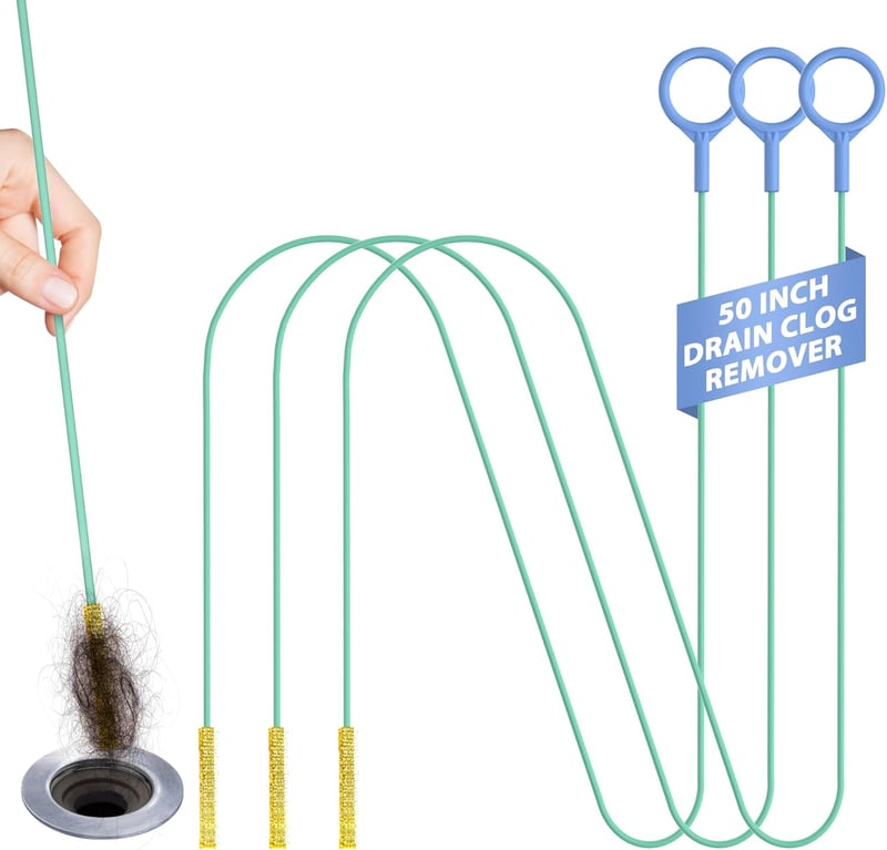 50-Inch Steel Drain Snake Hair Clog Remover (3 Pack)
