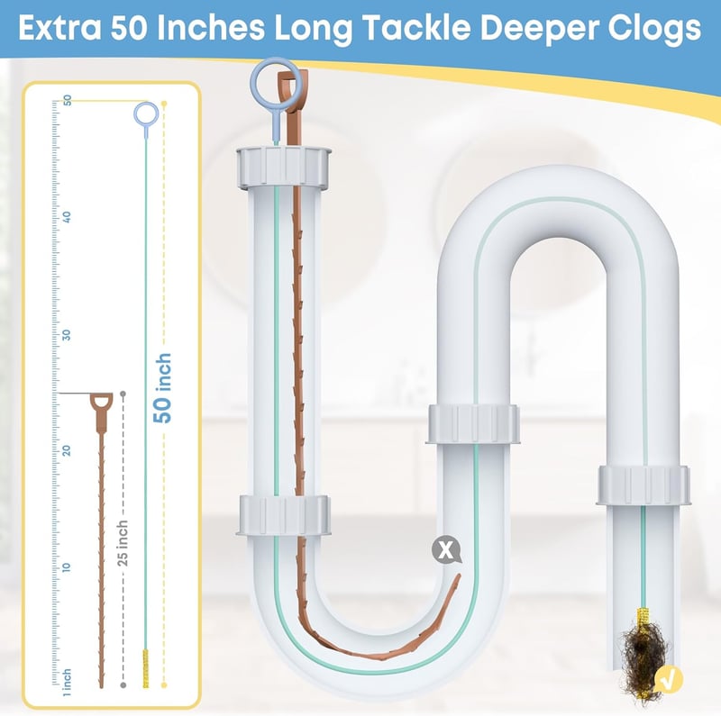 50-Inch Steel Drain Snake Hair Clog Remover (3 Pack)