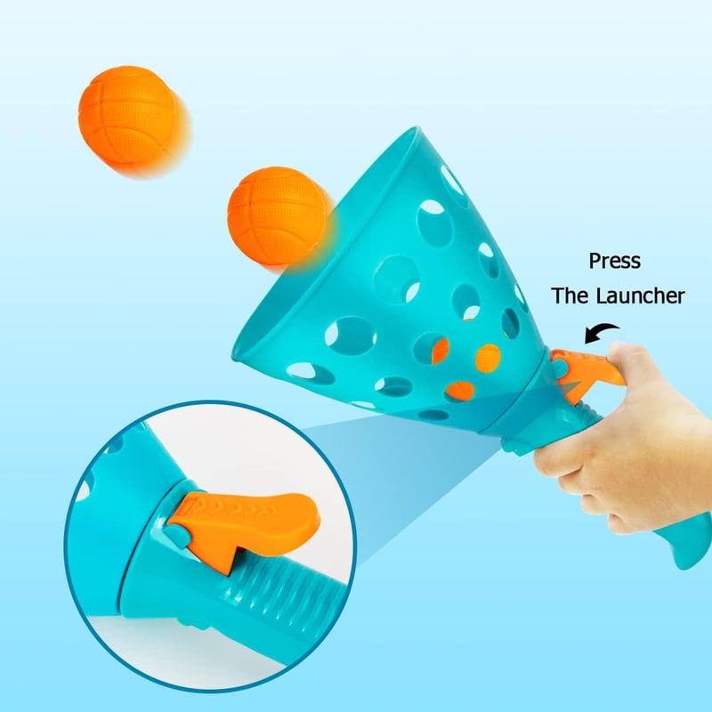 Outdoor Pop and Catch Ball Game Set with 24 Balls and 4 Launchers