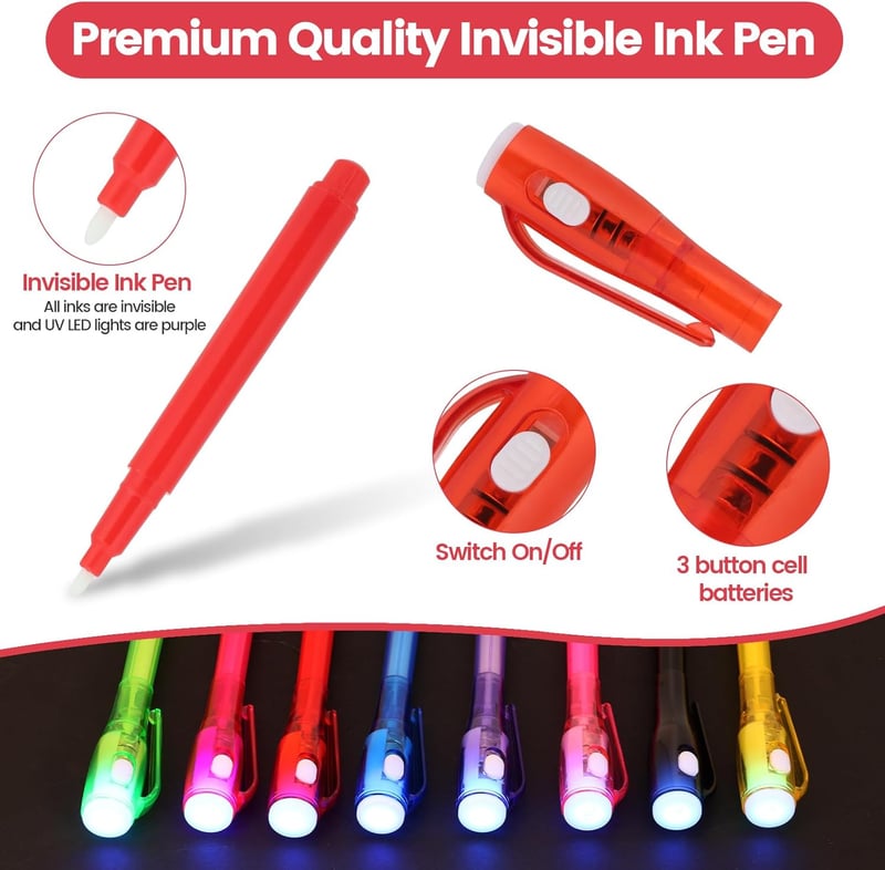 Kids' Spy Pen Set - 8 PCS Invisible Ink Markers for Fun