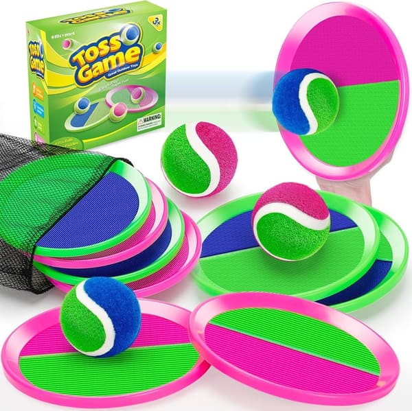 Kids' Outdoor Ball Catch Game Set with 4 Paddles – Ages 3-12