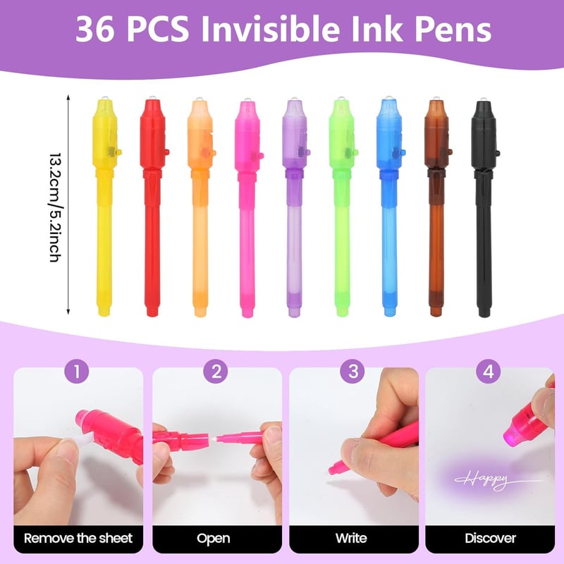 Invisible Ink Spy Pens Set - 36 Pcs Magic Markers for Kids