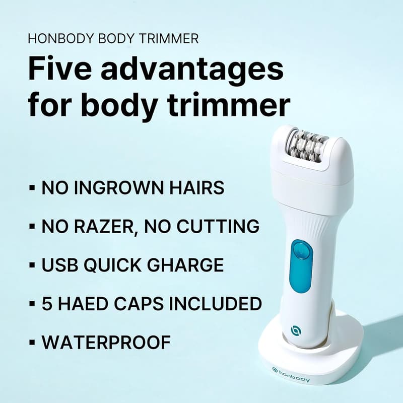 5-in-1 Cordless Epilator for Body Hair Removal, Rechargeable