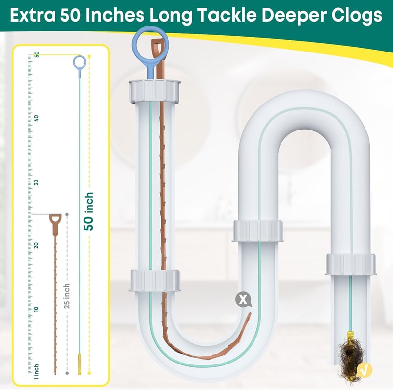 50-Inch Metal Drain Snake Clog Remover Tool (5-Pack)