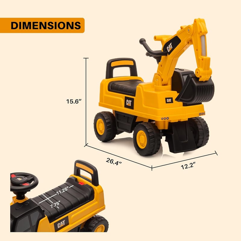 CAT Excavator Push Car for Kids
