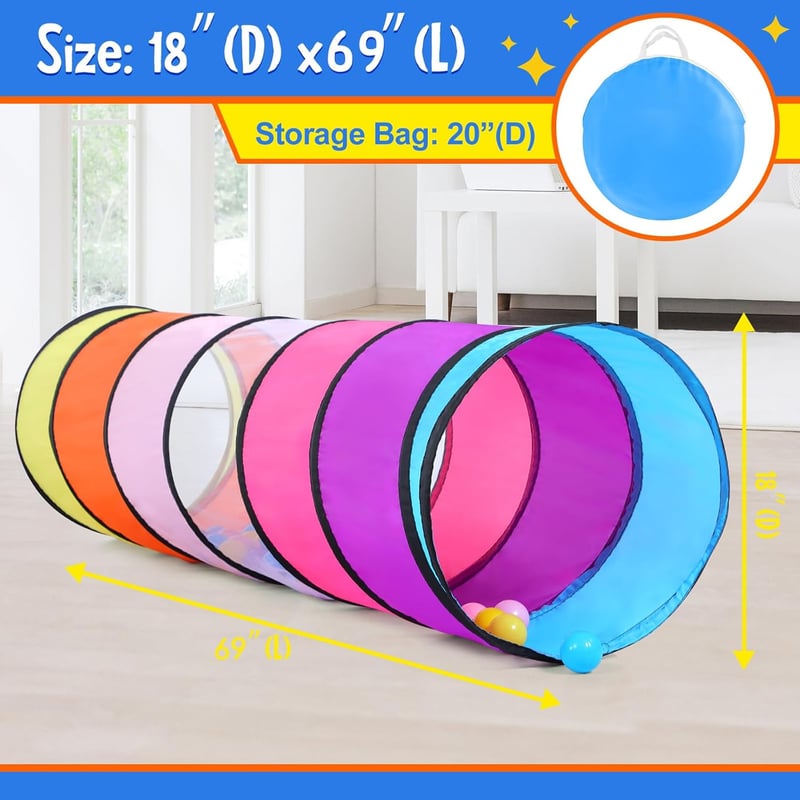 Colorful Play Tent Tunnel for Kids - Indoor/Outdoor Toy