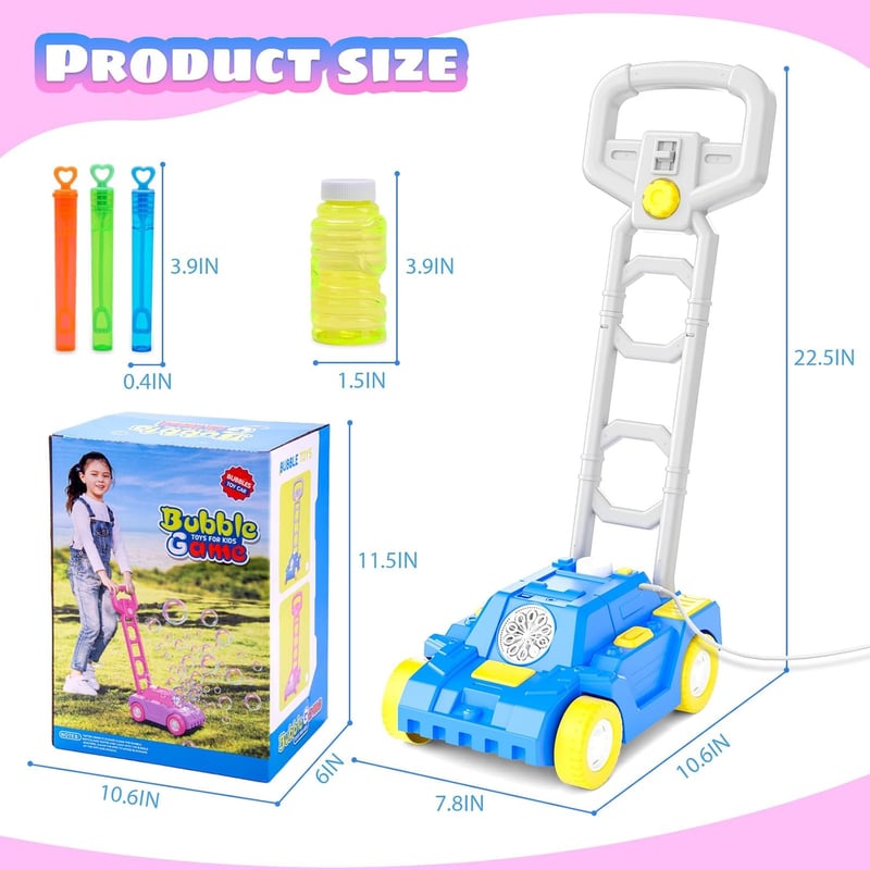 Bubble Lawn Mower Machine for Toddlers 1-3 Years - Battery/Plug-In