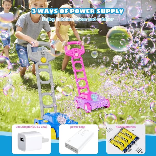Bubble Lawn Mower Machine for Toddlers 1-3 Years - Battery/Plug-In
