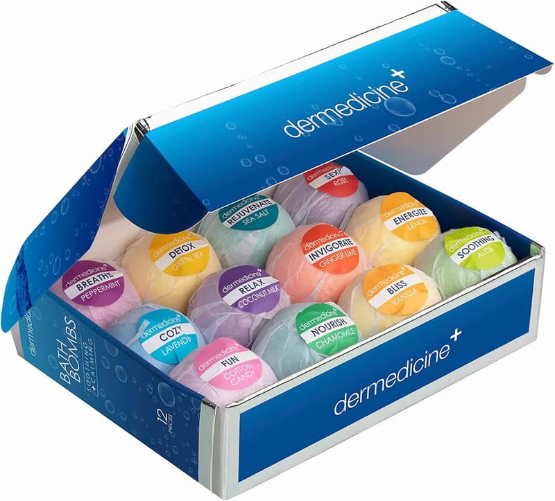 Relaxing All-Natural Bath Bomb Gift Set for Women - 12 Pack