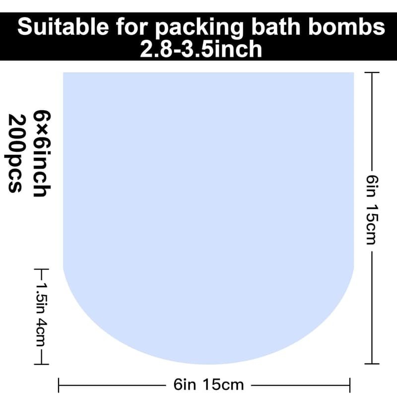 200 pcs Round PVC Heat Shrink Wrap Bags for Bath Bombs & Crafts