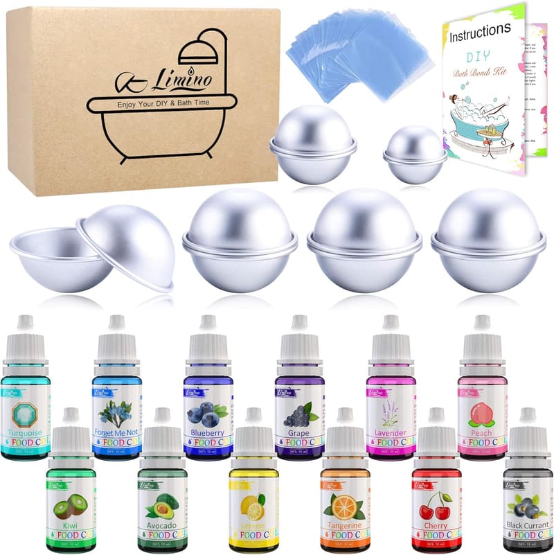 DIY Bath Bomb Mold Set with Skin-Safe Coloring Dyes