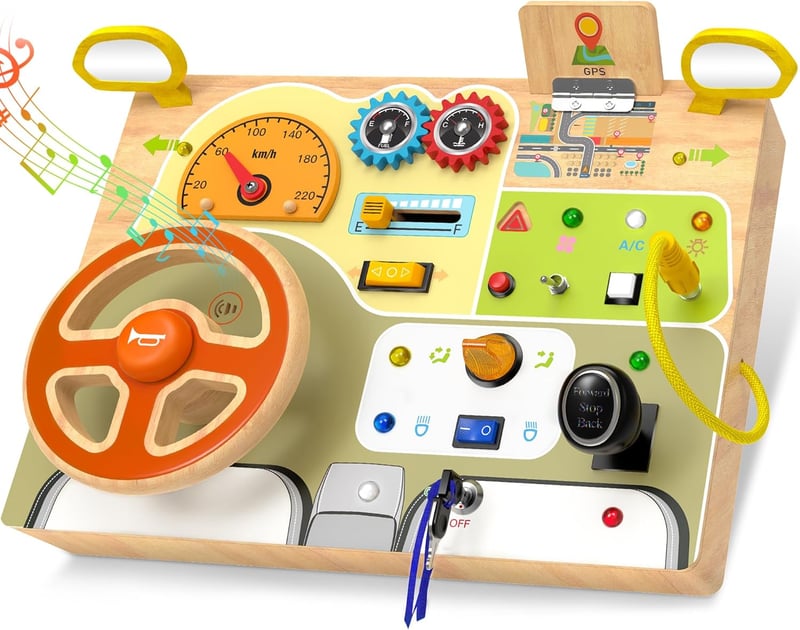 Educational Wooden Busy Board for Toddlers 1-4 Years