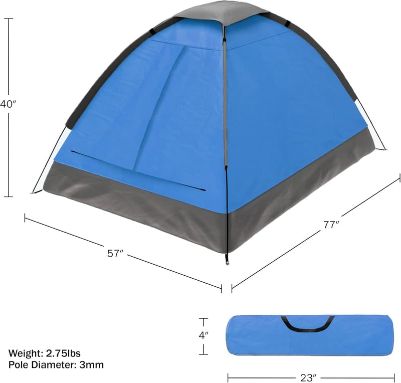 2-Person Camping Tent with Rain Fly and Carrying Bag