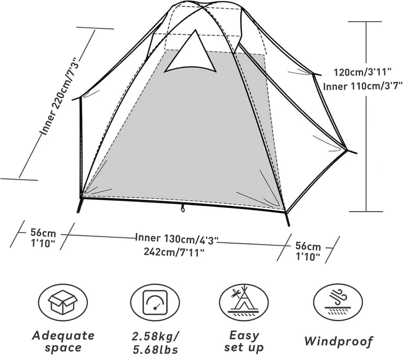 Lightweight Waterproof Camping Tent for 2-4 Persons